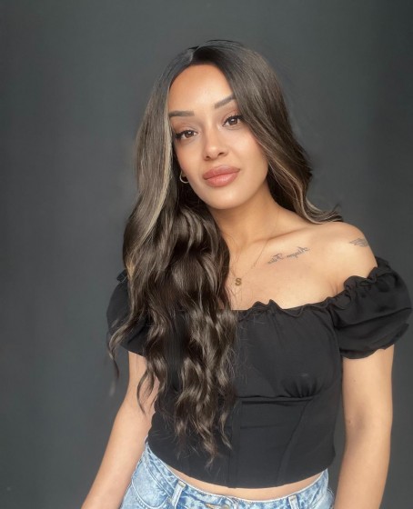 Koyu Kumral Balköpüğü Işıltılı Tül Peruk (T tül peruk)