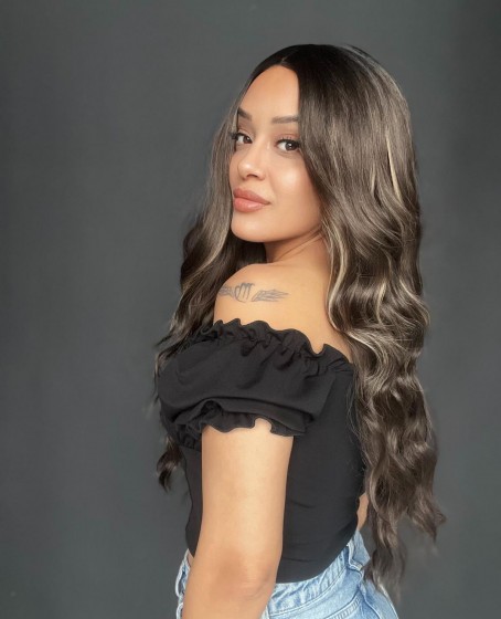 Koyu Kumral Balköpüğü Işıltılı Tül Peruk (T tül peruk)