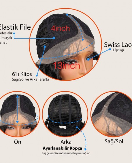 Koyu Kumral Balköpüğü Işıltılı Tül Peruk (T tül peruk)