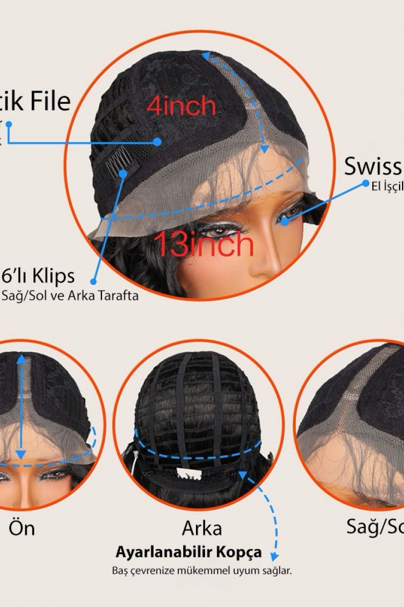 Koyu Kumral Balköpüğü Işıltılı Tül Peruk (T tül peruk)