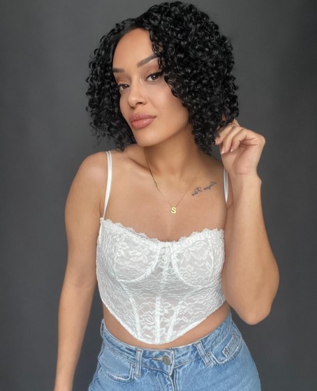 Siyah Kısa Afro Yan Tül Peruk TEpesi cilt görünümlü