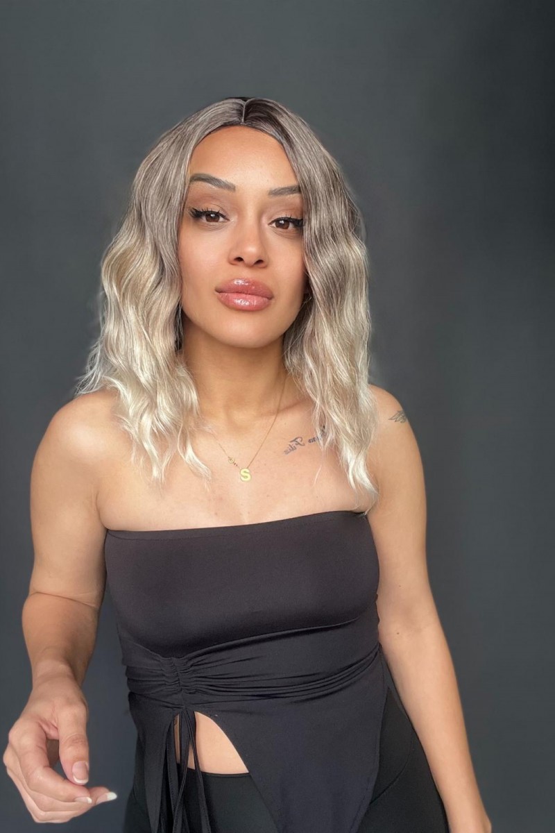 Kahverengi Bebek Kumralı Beyaz Platin Ombre Küt Tül Peruk Tepe Mini Baby Önler tül