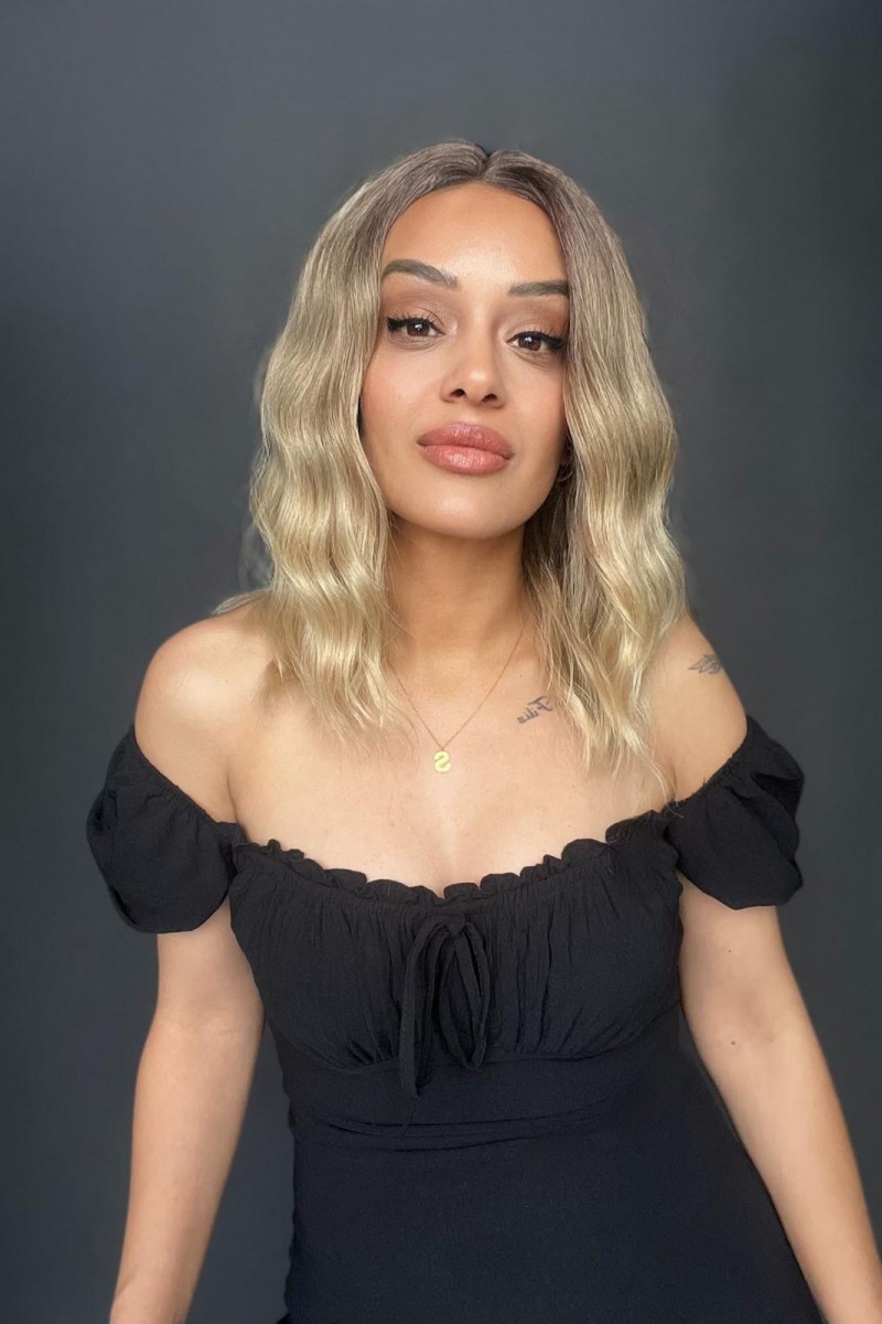 Kumral / Dore Sarı Röfleli Küt Tül Peruk (Tepe mini Baby ön tül peruk)