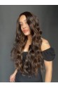 Kahverengi Karamel Işıltılı Su Dalgalı Fiber Sentetik Tül Peruk (Tepe mini baby ön tül peruk)
