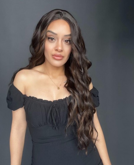 Kahverengi Karamel Işıltılı Su Dalgalı Fiber Sentetik Tül Peruk (Tepe mini baby ön tül peruk)