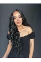 Uzun Siyah Su Dalgalı Tül Peruk (mini baby tepe ön tül peruk)