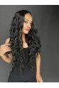 Uzun Siyah Su Dalgalı Tül Peruk (mini baby tepe ön tül peruk)