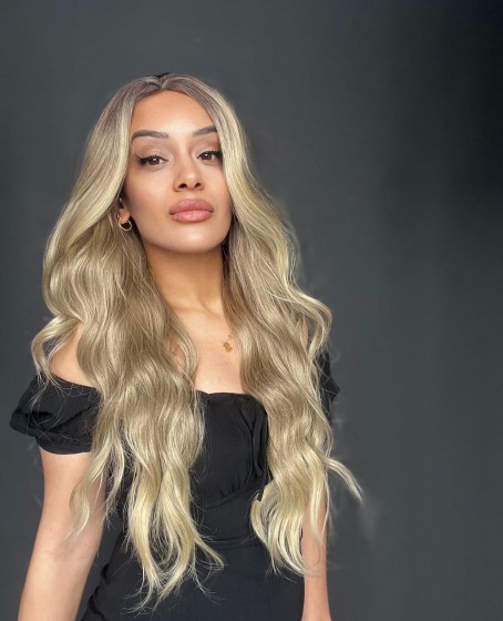 Kumral Dore Sarı Ombre Balköpüğü Röfleli Tül Peruk (Mini BAby tepe önler tül peruk)