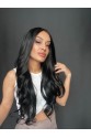 Siyah Uzun Hafif Dalgalı Fiber Sentetik Tül Peruk Tam tül her yöne ayrımlı