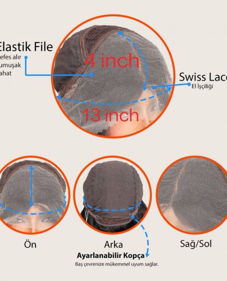 Siyah Uzun Hafif Dalgalı Fiber Sentetik Tül Peruk Tam tül her yöne ayrımlı