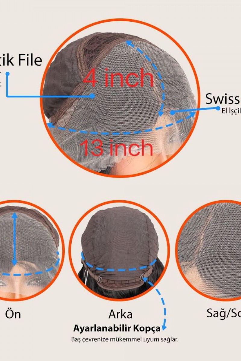 Açık Kahve Bebek Saçlı Fiber Sentetik Tül Peruk (Tam tül ayrımlı full tül peruk)