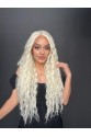 Platin Uzun Afro Dalga Fiber Sentetik Tül Peruk (Her yöne ayrım Tam Tül)