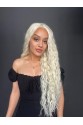 Platin Uzun Afro Dalga Fiber Sentetik Tül Peruk (Her yöne ayrım Tam Tül)