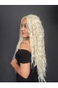Platin Uzun Afro Dalga Fiber Sentetik Tül Peruk (Her yöne ayrım Tam Tül)