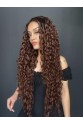 Kahve Karamel Ombreli Fiber Sentetik Tül Peruk (Tam tül peruk her yöne ayrımlı)
