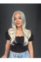 Siyah Beyaz Platin Ombre ve Röfleli Tül Peruk (Tepe kısmı Mini Baby ön tül peruk)