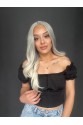 Siyah Beyaz Platin Ombre ve Röfleli Tül Peruk (Tepe kısmı Mini Baby ön tül peruk)
