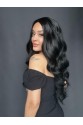 Uzun Siyah Su Dalgalı Fiber Sentetik Tül Peruk (Tepe Mini Baby tepe önler tül)