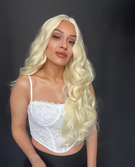 Uzun Dalgalı Platin Tül Peruk Mini Baby tepe önler tül peruk