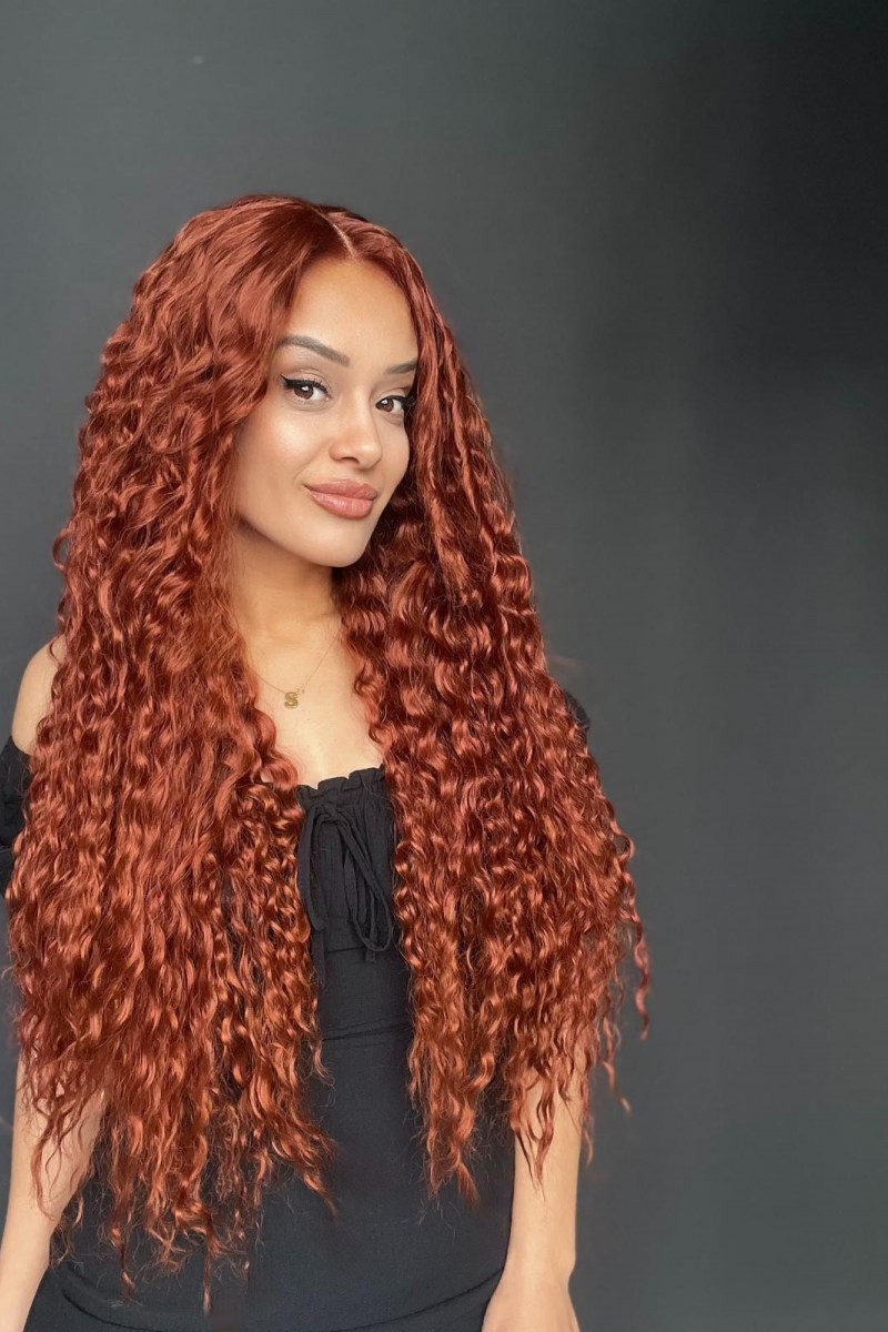 Afro Tül peruk Ön Full Tül -Sabit ayrımlı ektra uzun peruk