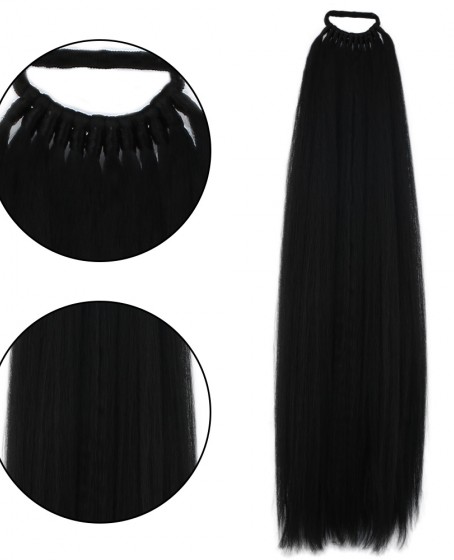 Lastikli DÜz Bağcıklı At kuyruğu Siyah