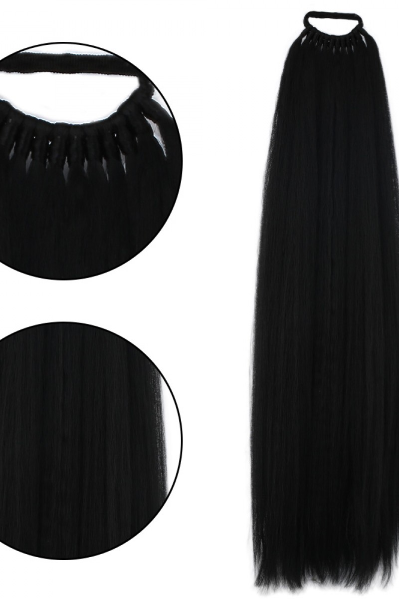 Lastikli DÜz Bağcıklı At kuyruğu Siyah