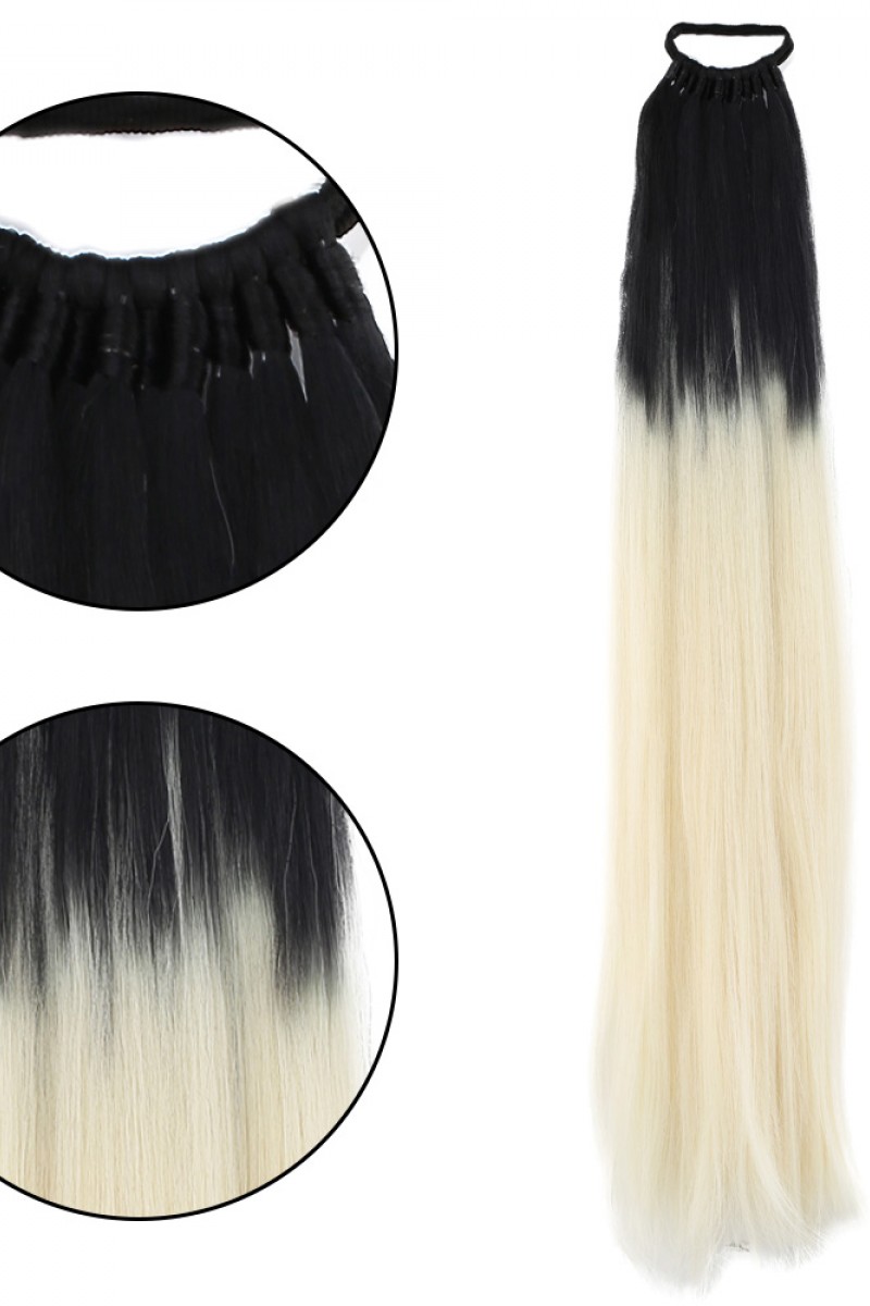 Lastikli DÜz Bağcıklı At kuyruğu Siyah Platin