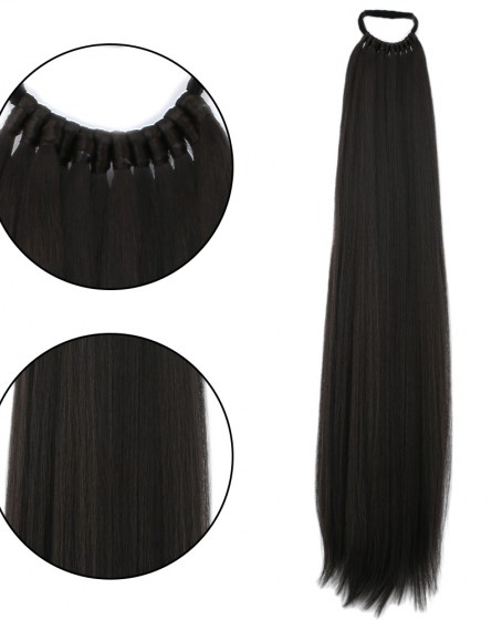 Lastikli DÜz Bağcıklı At kuyruğu Koyu kestane