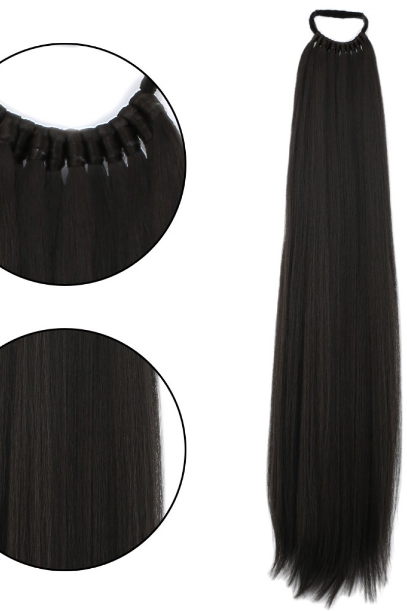 Lastikli DÜz Bağcıklı At kuyruğu Koyu kestane