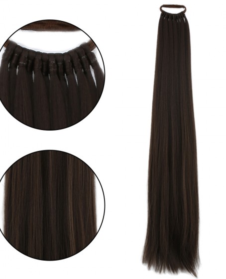 Lastikli DÜz Bağcıklı At kuyruğu Koyu Kumral