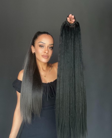 Lastikli DÜz Bağcıklı At kuyruğu Siyah