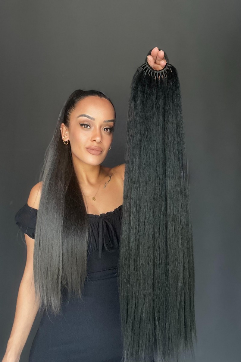 Lastikli DÜz Bağcıklı At kuyruğu Siyah