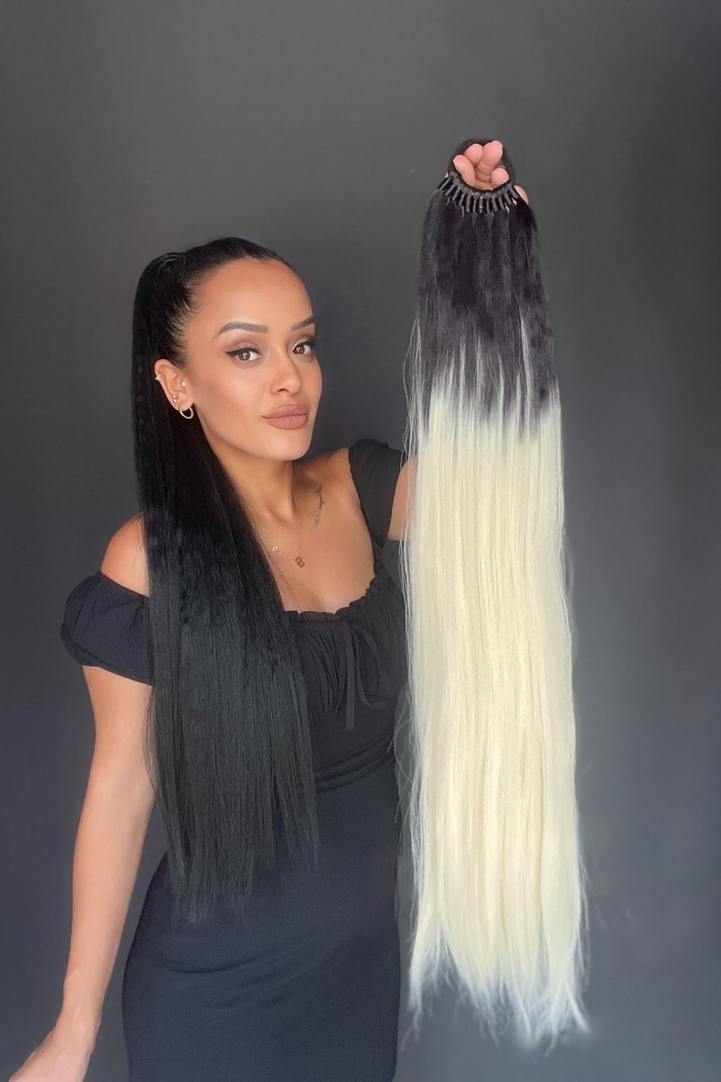 Lastikli DÜz Bağcıklı At kuyruğu Siyah Platin