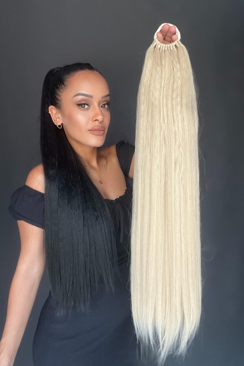 Lastikli DÜz Bağcıklı At kuyruğu Rus Sarısı