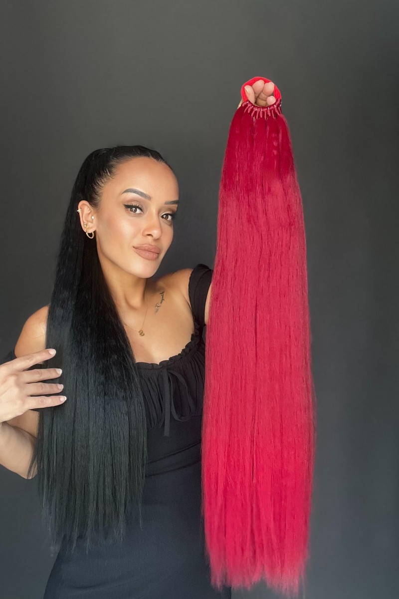 Lastikli DÜz Bağcıklı At kuyruğu Kızıl