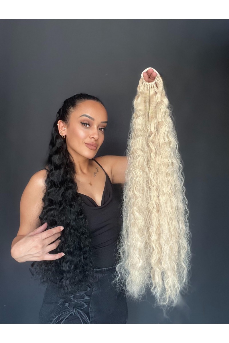 Lastikli Afro Kabarık Dalgalı At kuyruğu Küllü Sarı