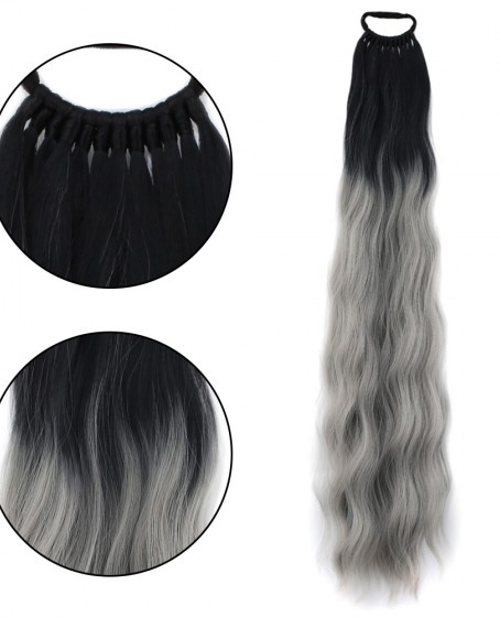 Lastikli DÜz Bağcıklı At kuyruğu Siyah Gri