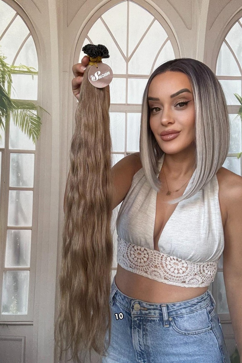 250 adet Yıka çık doğal dalgalı Mikro Kaynak  60-65cm