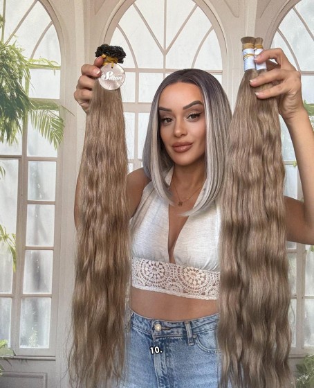 250 adet Yıka çık doğal dalgalı Mikro Kaynak  60-65cm