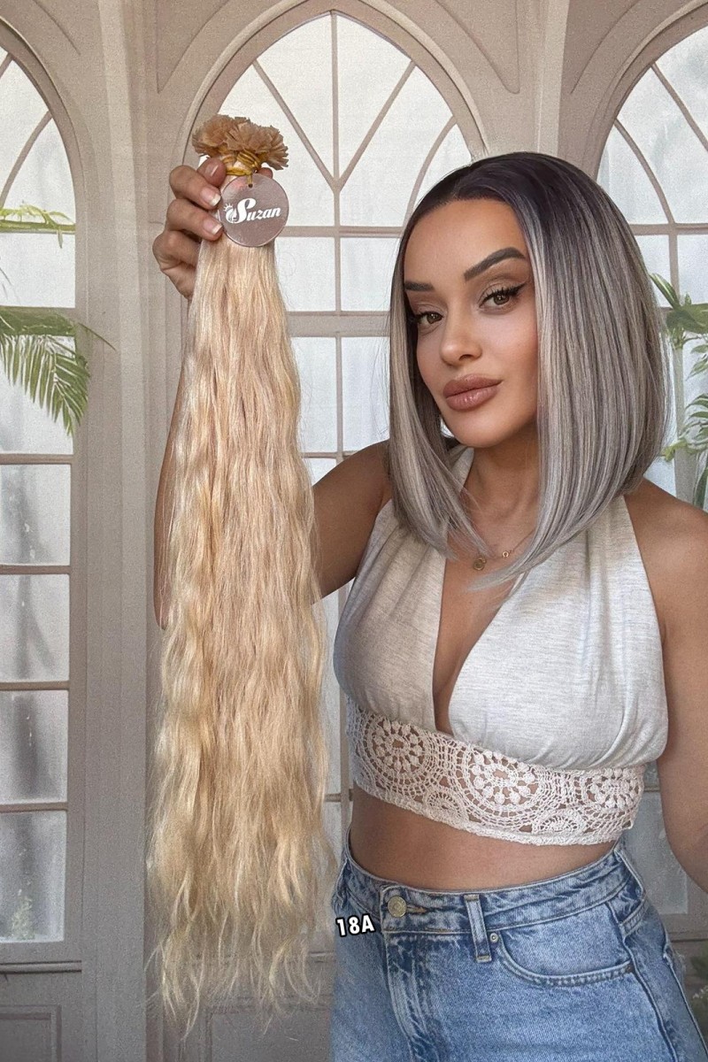 250 adet Yıka çık doğal dalgalı Mikro Kaynak  60-65cm