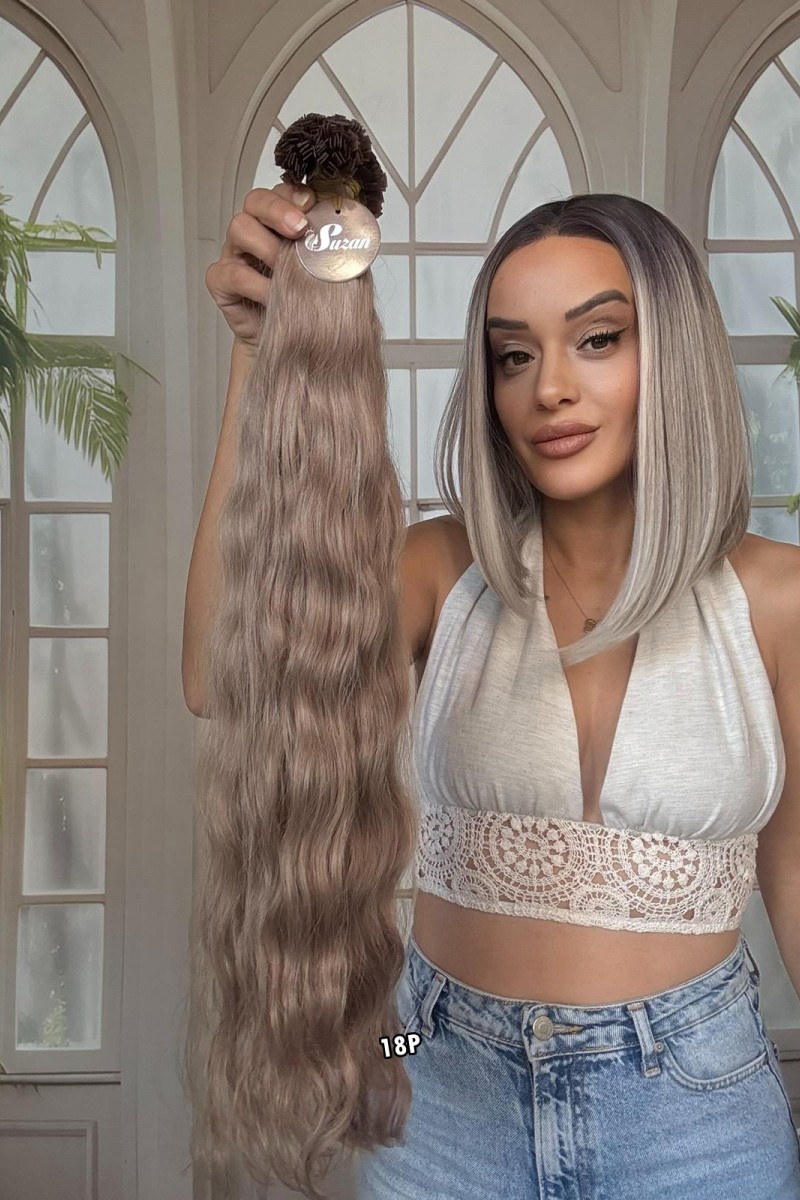 250 adet Yıka çık doğal dalgalı Mikro Kaynak  60-65cm