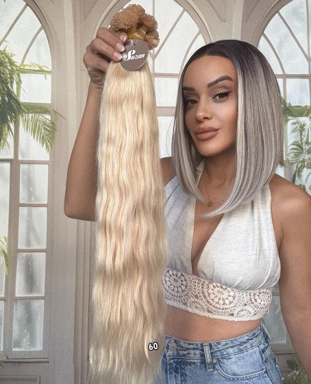 250 adet Yıka çık doğal dalgalı Mikro Kaynak  60-65cm