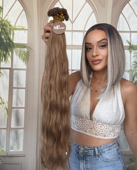 250 adet Yıka çık doğal dalgalı Mikro Kaynak  60-65cm