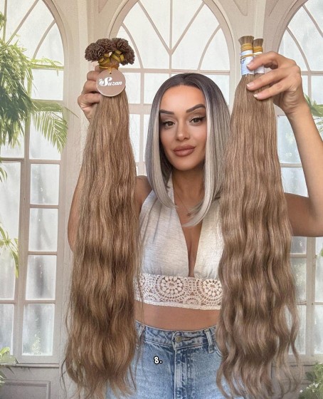 250 adet Yıka çık doğal dalgalı Mikro Kaynak  60-65cm