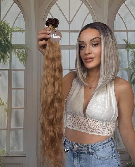 250 adet Yıka çık doğal dalgalı Mikro Kaynak  60-65cm