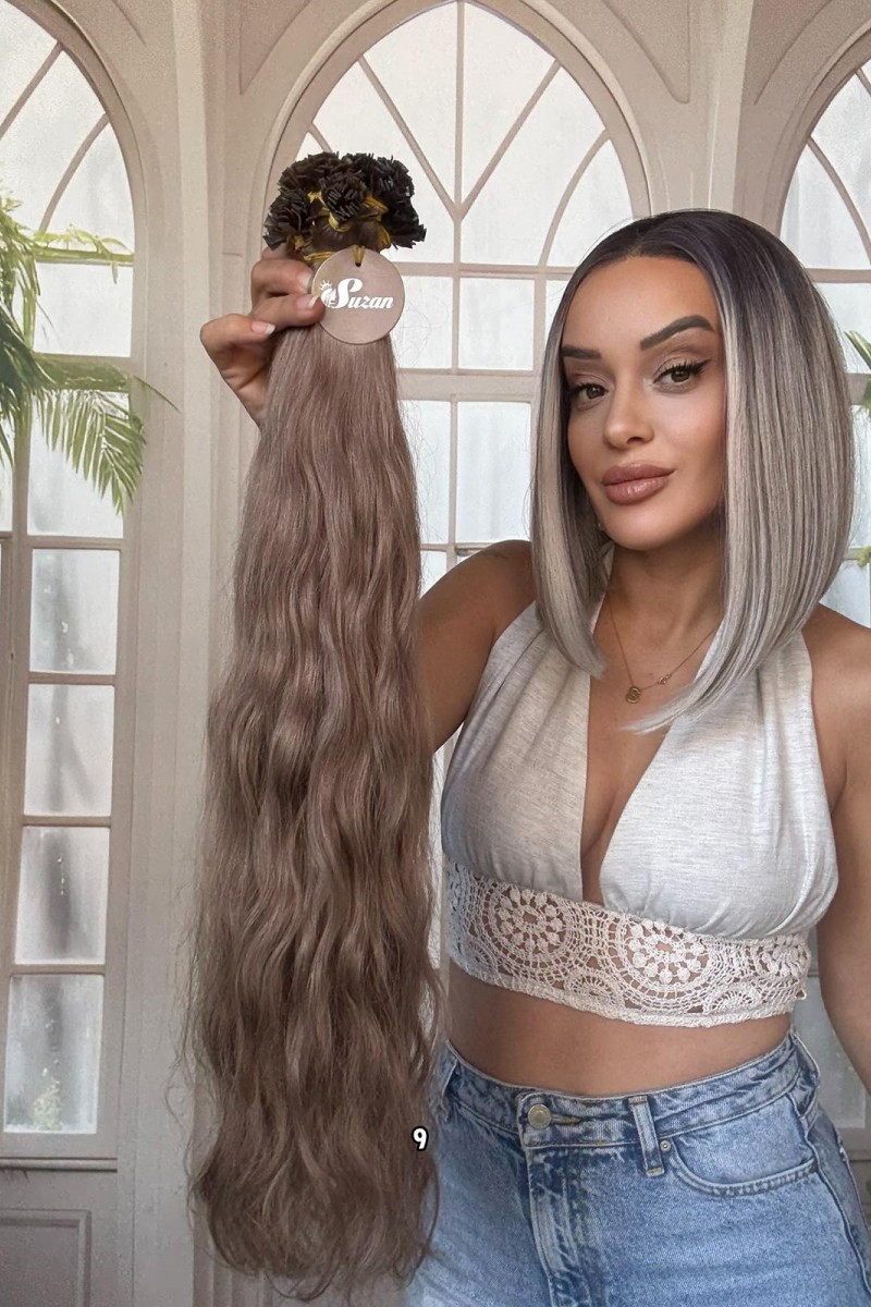 250 adet Yıka çık doğal dalgalı Mikro Kaynak  60-65cm