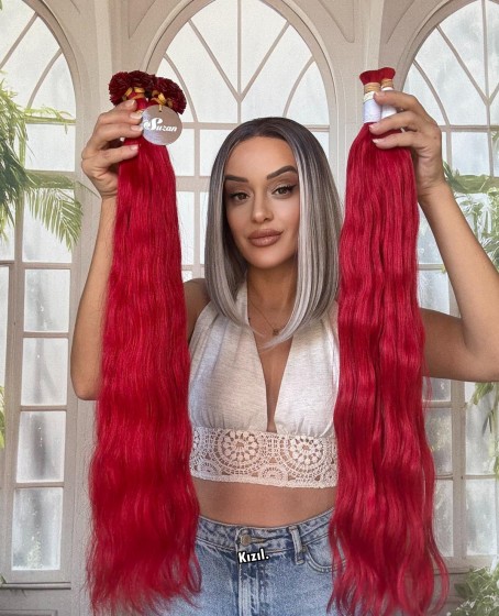 250 adet Yıka çık doğal dalgalı Mikro Kaynak  60-65cm