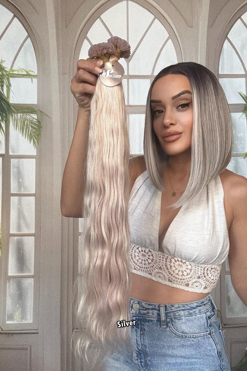 250 adet Yıka çık doğal dalgalı Mikro Kaynak  60-65cm