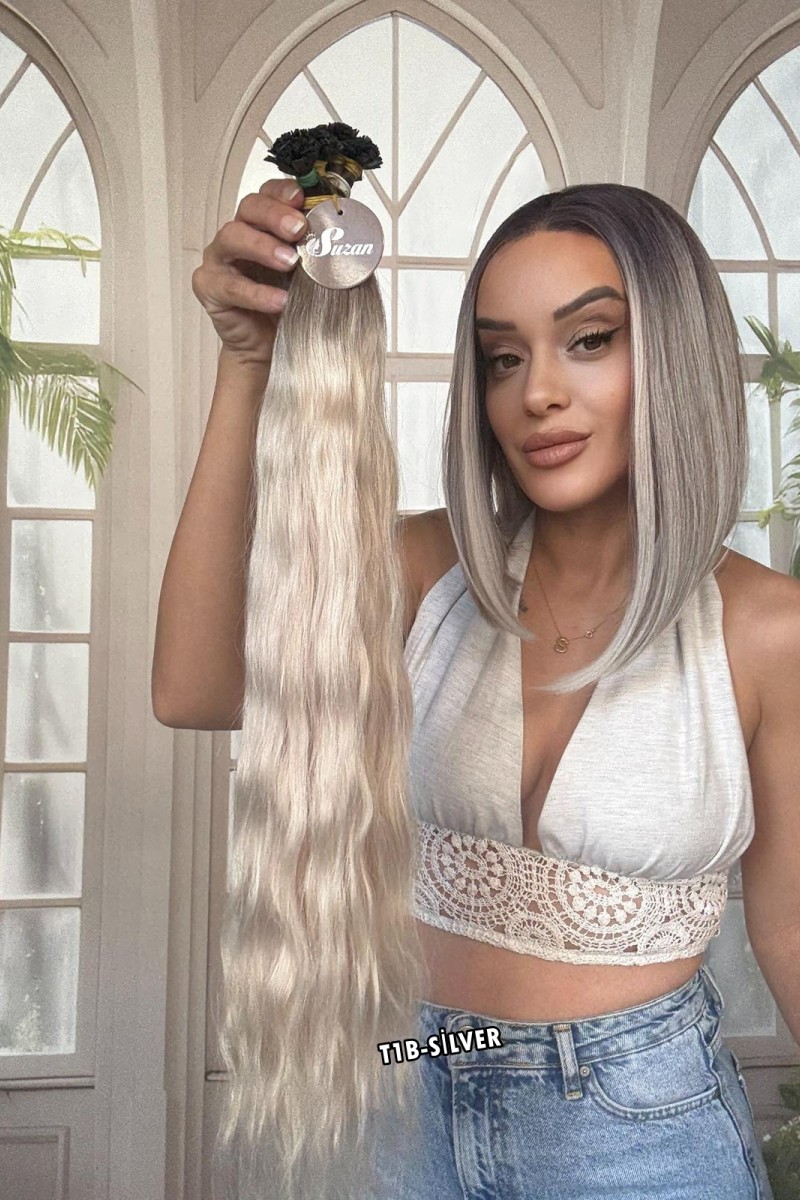 250 adet Yıka çık doğal dalgalı Mikro Kaynak  60-65cm