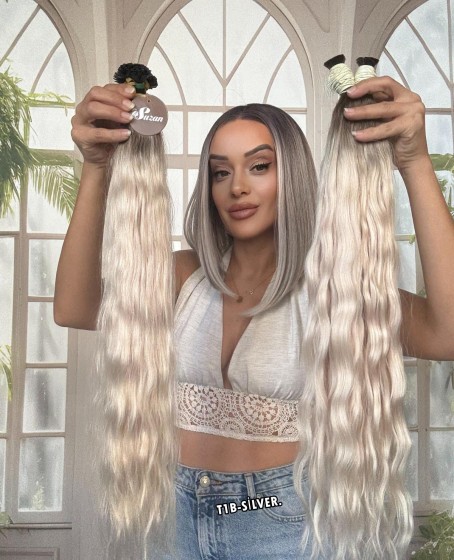 250 adet Yıka çık doğal dalgalı Mikro Kaynak  60-65cm